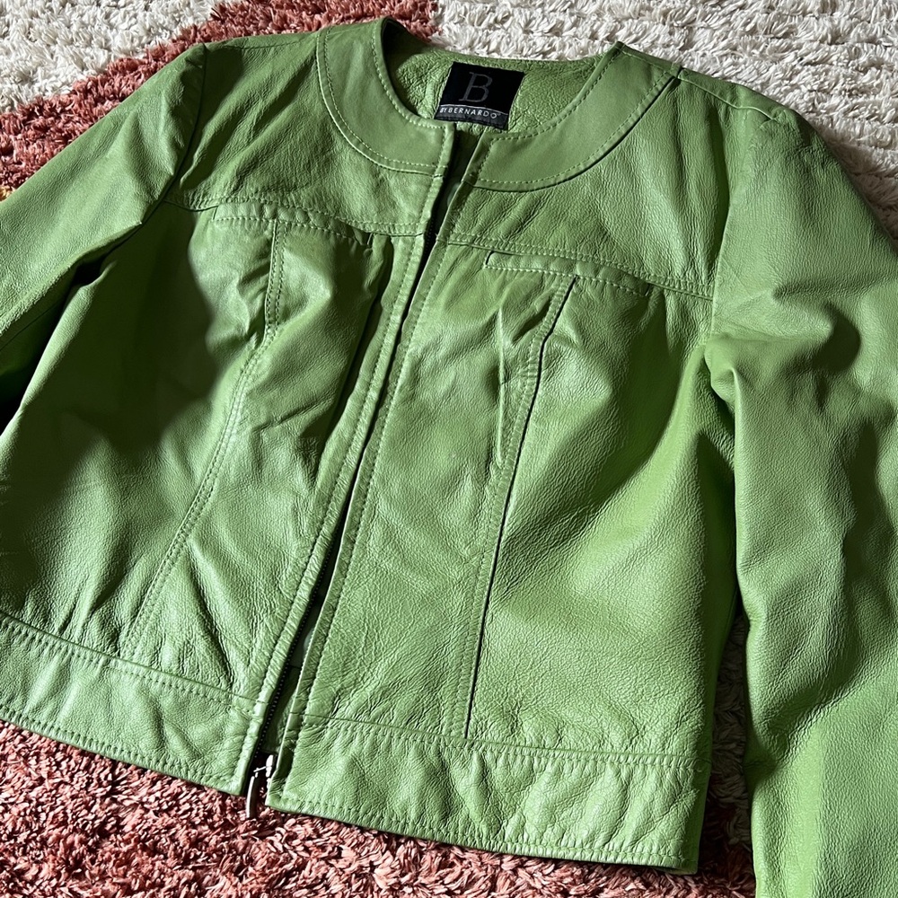 Green Leather Moto Jacket sz M